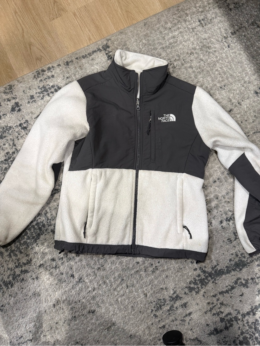 The North Face Two-Tone Kids Fleece Jacket in White and Charcoal